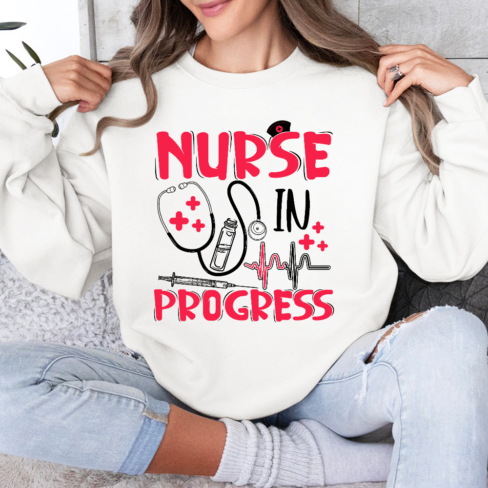 Nurse In Progress Cotton Pullover Sweatshirt
