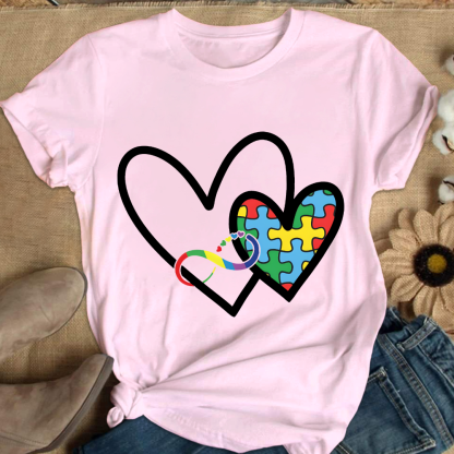Autism Colorful Heart Cotton Nurse T-shirt