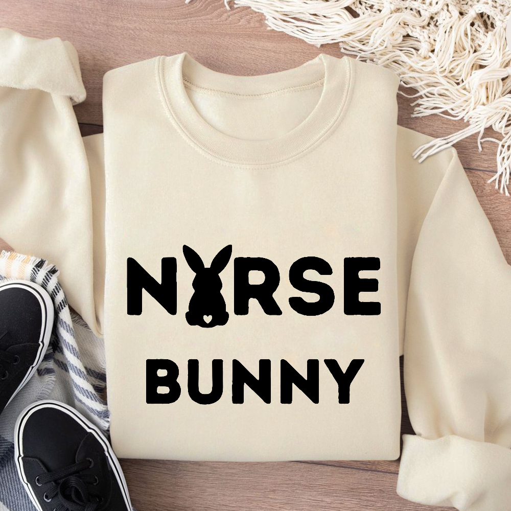 Nurse Bunny Cotton Pullover Sweatshirt