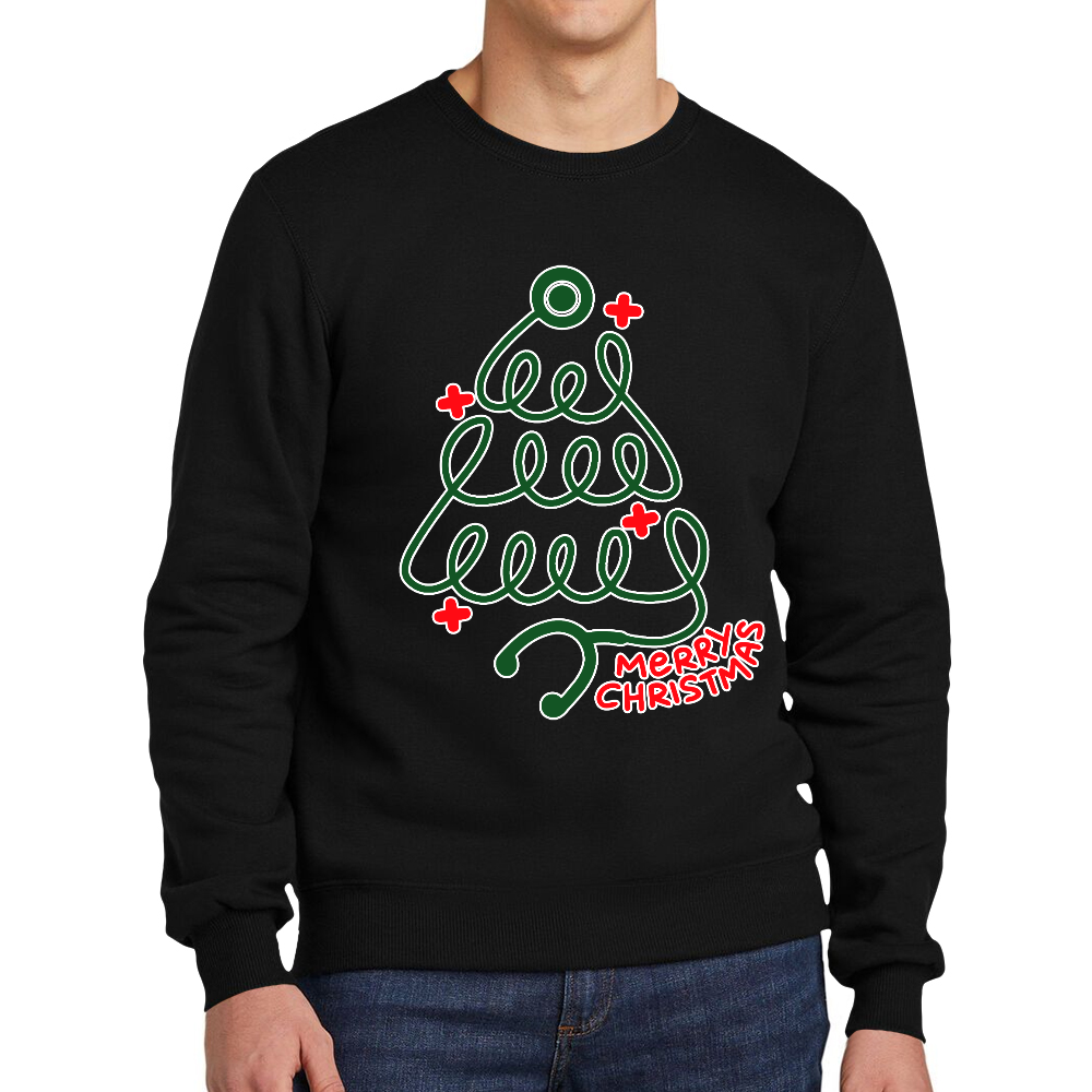 Merry Christmas Stethoscope Cotton Pullover Sweatshirt