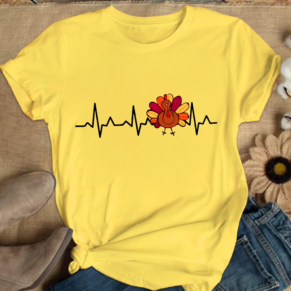 Heartbeat Turkey Nurse Thanksgiving Cotton Nurse T-shirt