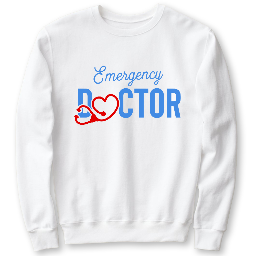 Emergency Doctor Stethoscope Heartbeat First Aid Cotton Pullover Sweatshirt