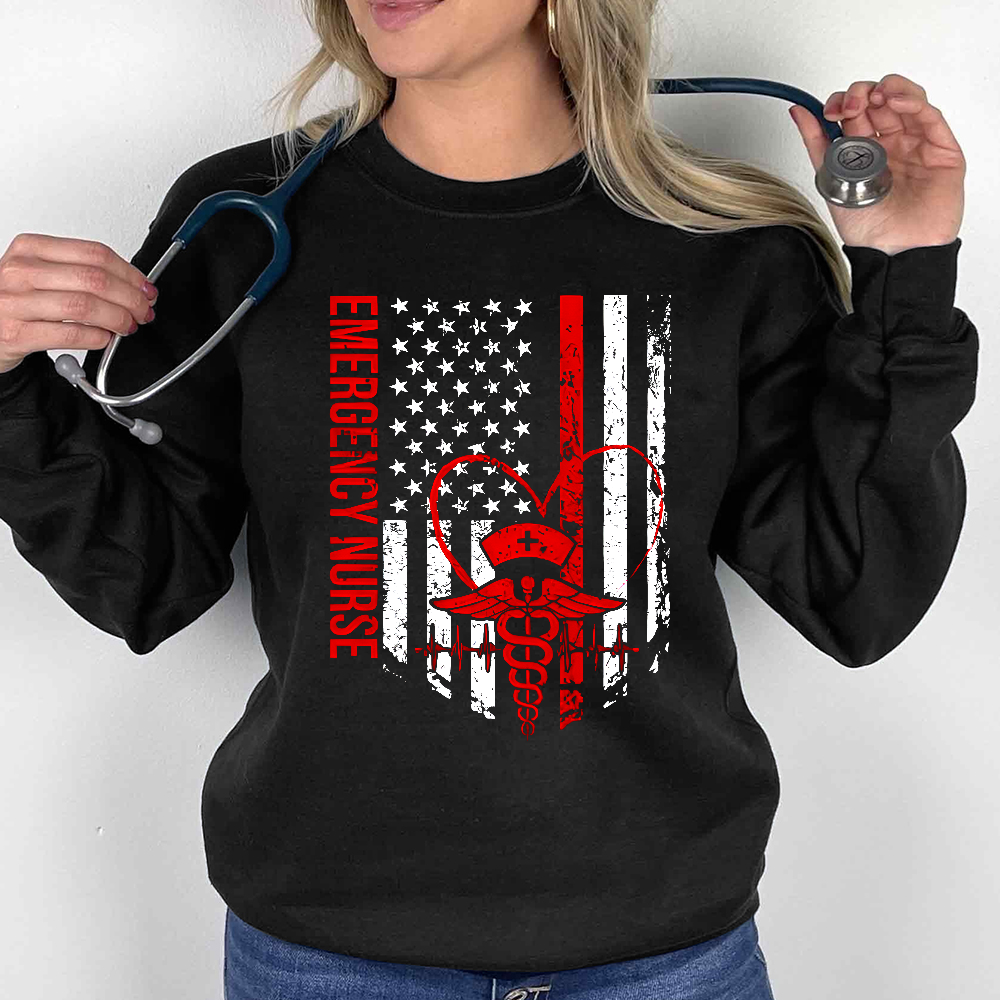 RN Nurse Flag Cotton Pullover Sweatshirt