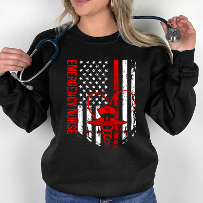 RN Nurse Flag Cotton Pullover Sweatshirt