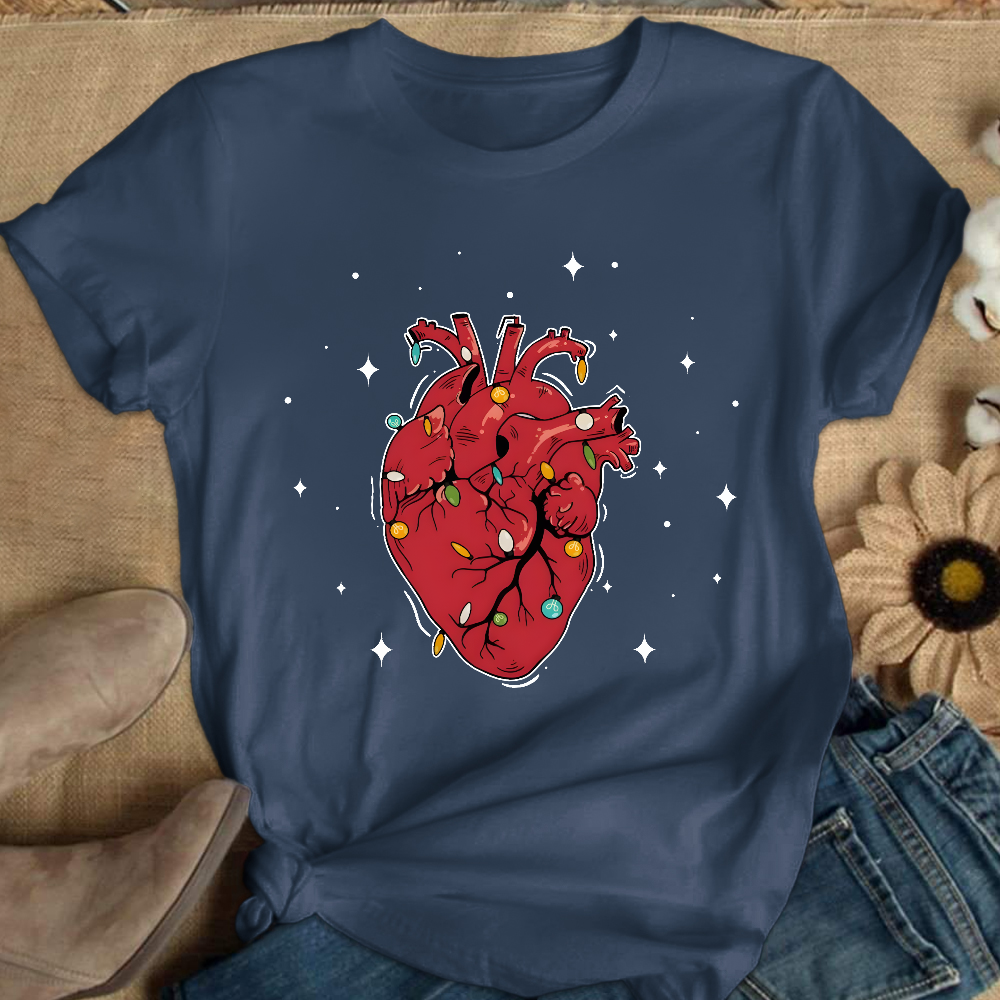 Heart Anatomy Christmas Cotton Nurse T-shirt