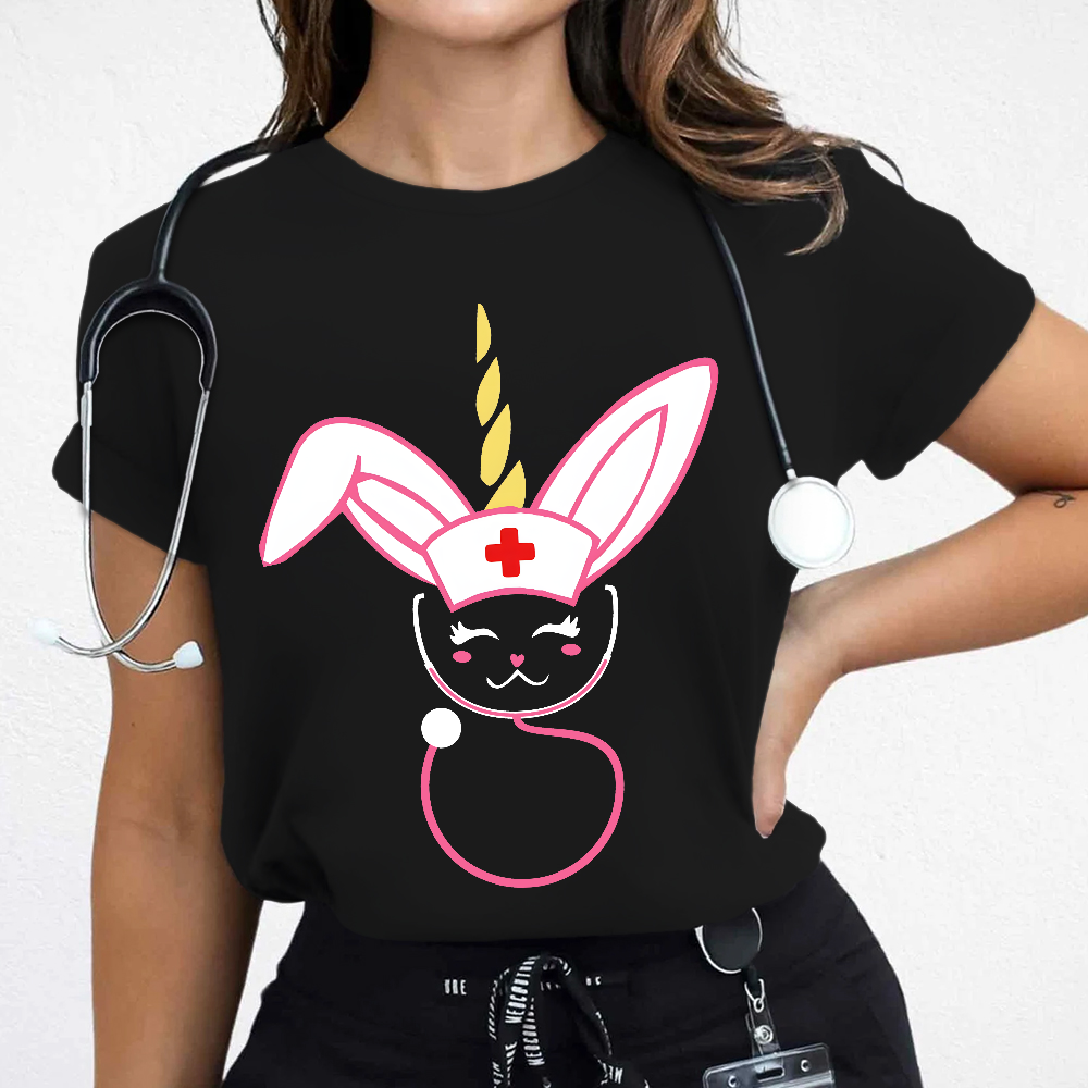 Funny Bunny Nurse Easter Cotton Nurse T-shirt