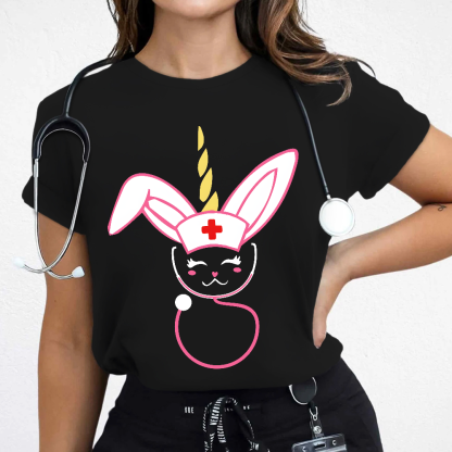 Funny Bunny Nurse Easter Cotton Nurse T-shirt