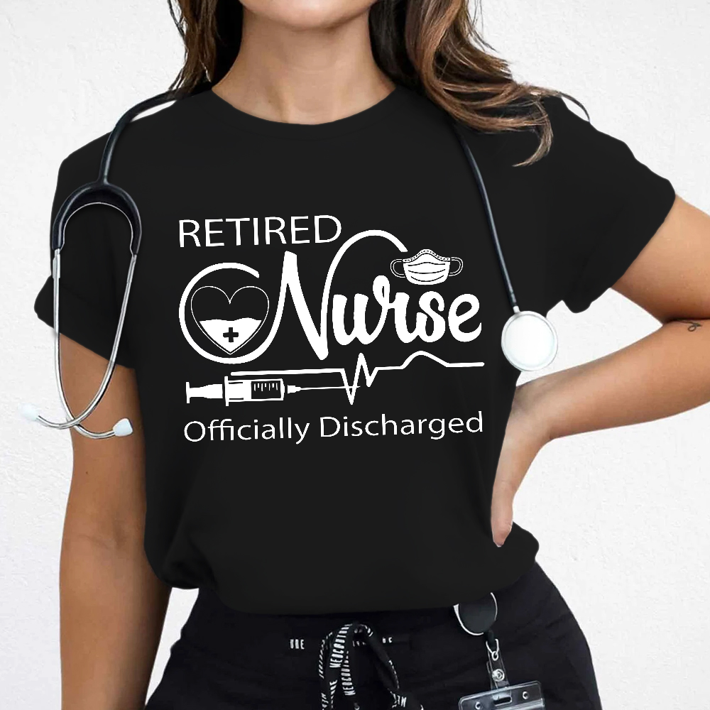 Retired Nurse Officially Discharged Cotton Nurse T-shirt