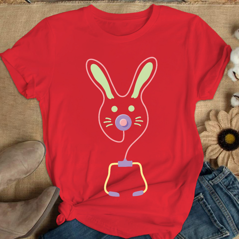 Easter Bunny Medical Tools For Nurse Or Doctor Cotton Nurse T-shirt