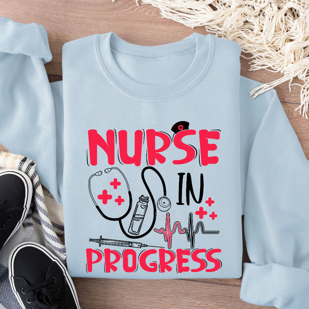 Nurse In Progress Cotton Pullover Sweatshirt