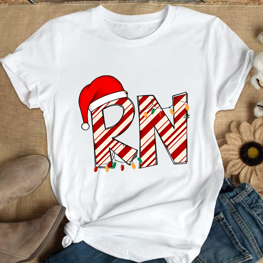 RN Registered Nurse Christmas Cotton Nurse T-shirt