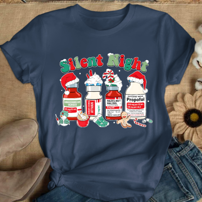 Santa's Helpers Silent Night Cotton Nurse T-shirt
