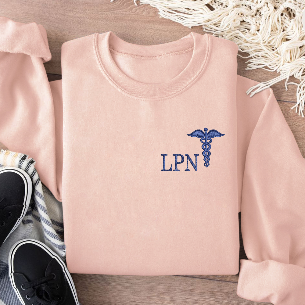 Personalized LPN Licensed Nurse Practitioner Embroidered Crew Neck Sweatshirt