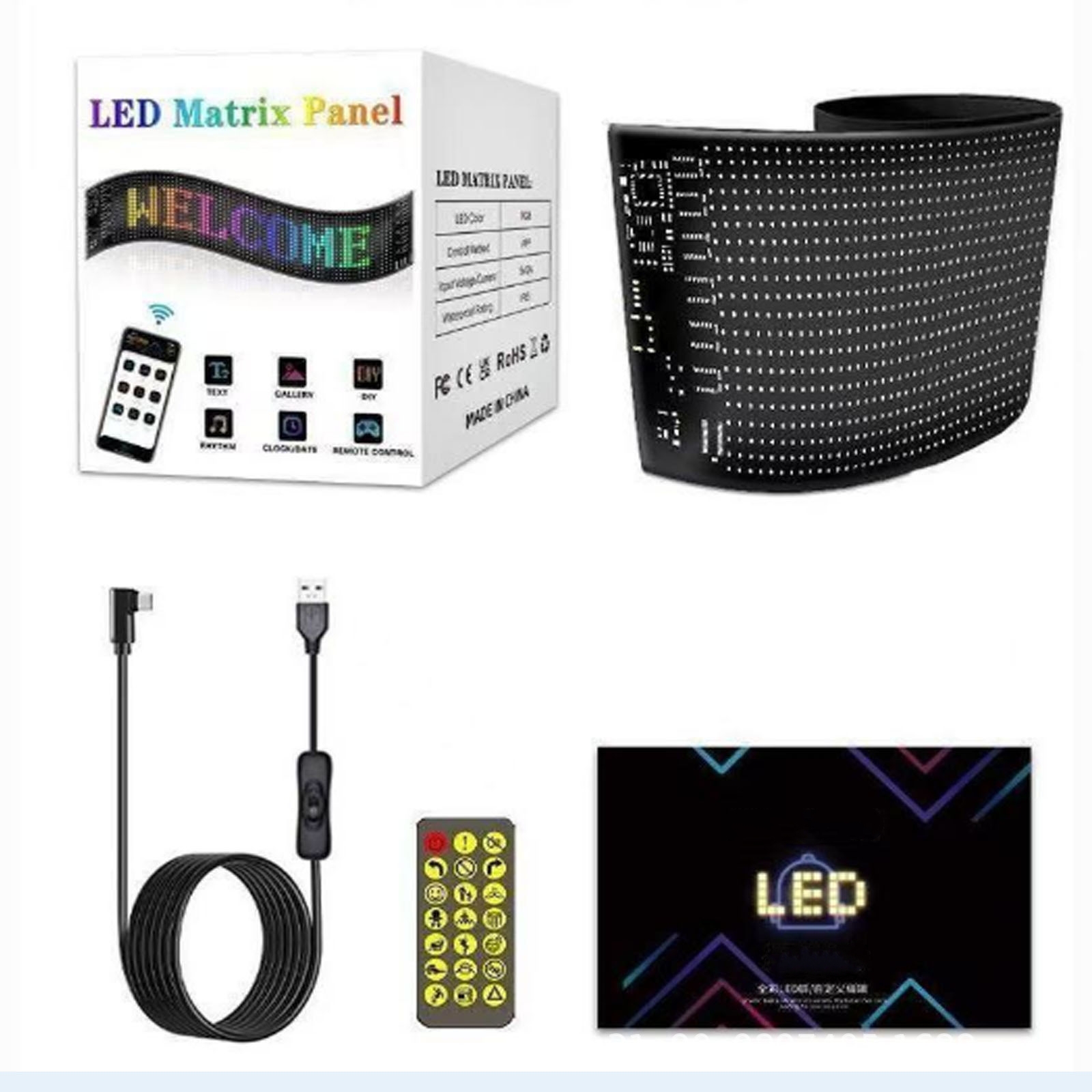 DIY Car Dynamic LED Smart Colorful Eye Lamp Soft Screen