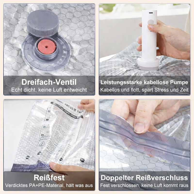 🔥LETZTER TAG – 49 % RABATT – Kabelloses Reise-Vakuum-Aufbewahrungsbeutel-Set mit Kompressionsfunktion