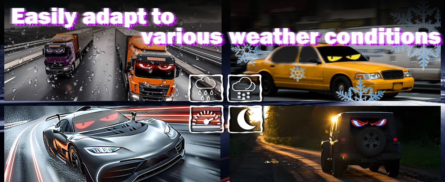 Devil Eyes Light Sign for Cars, LED Animated Eyes for Truck Windshield