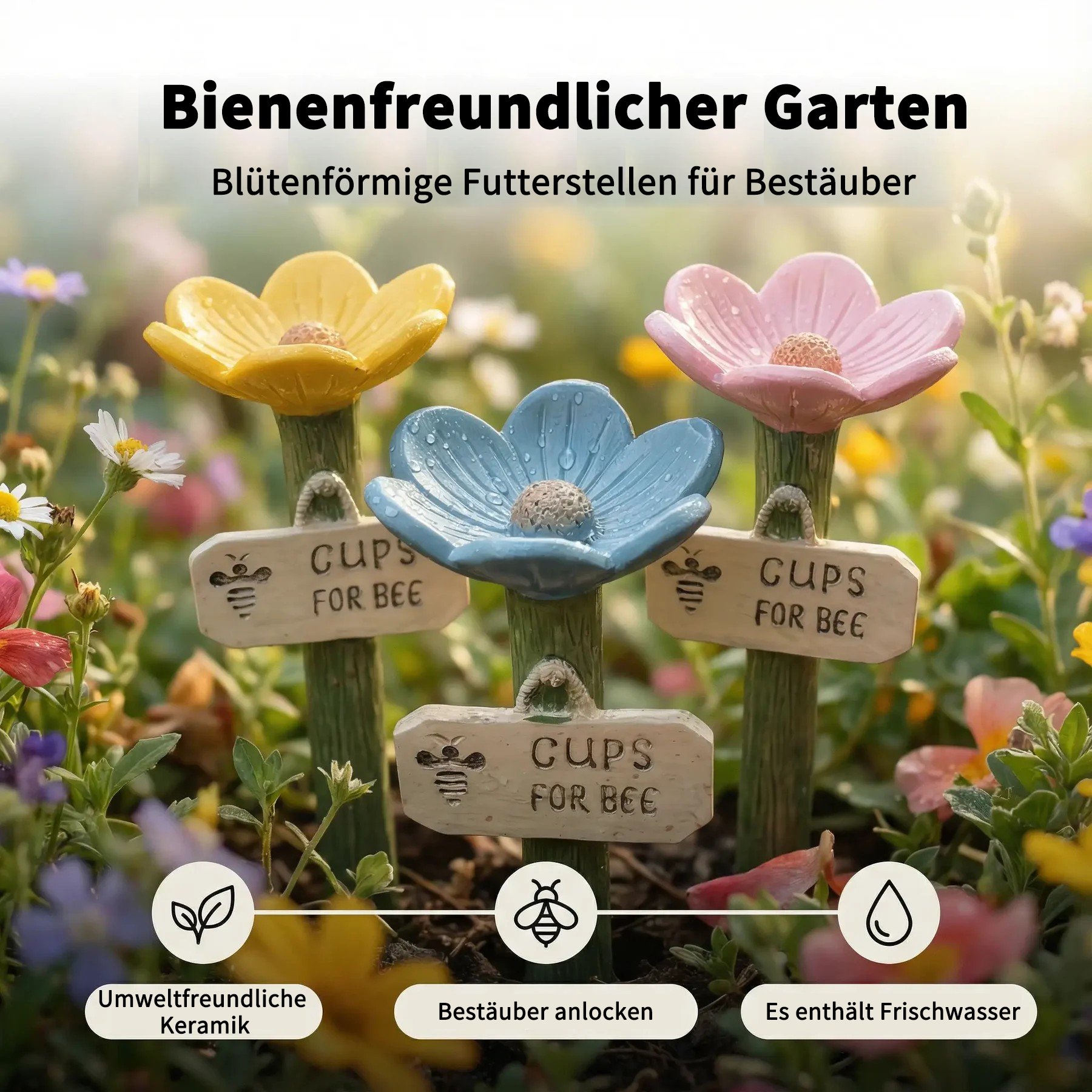 🐝 Blumenförmige Wasserstation für Bienen 💧