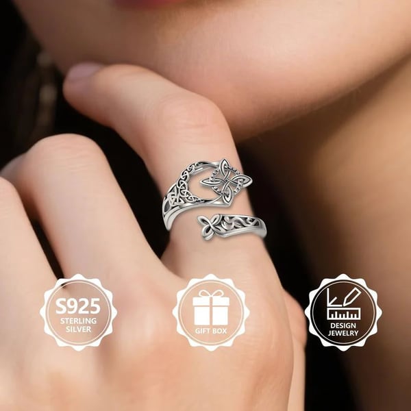 🔥Last Day 50% OFF💍 S925 Sterling Silver Celtic Knot Ring – Open Adjustable Design, Timeless Symbolism & Hypoallergenic ✨