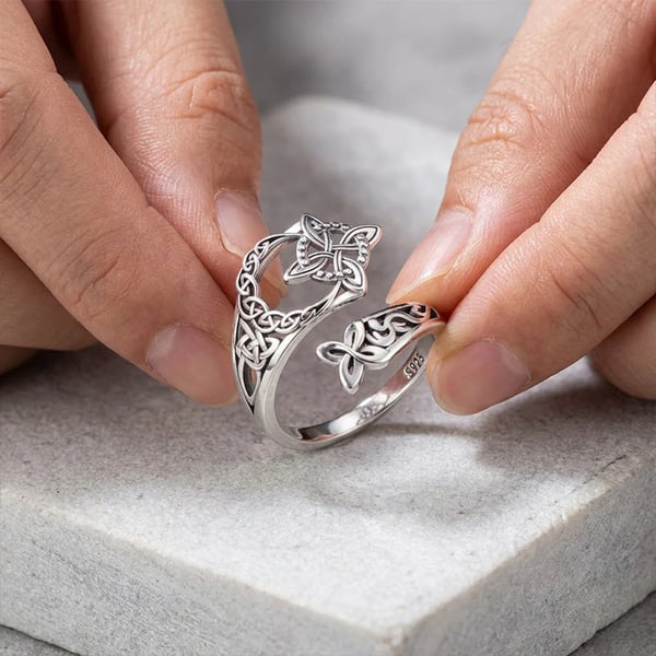 🔥Last Day 50% OFF💍 S925 Sterling Silver Celtic Knot Ring – Open Adjustable Design, Timeless Symbolism & Hypoallergenic ✨
