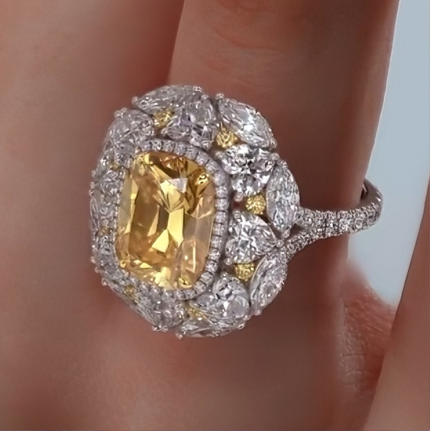 Elegant 2.3ct Oval Cut Yellow Sapphire Engagement Ring