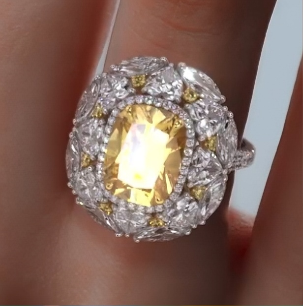 Elegant 2.3ct Oval Cut Yellow Sapphire Engagement Ring