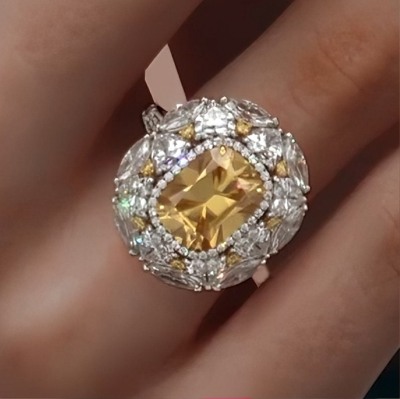 Elegant 2.3ct Oval Cut Yellow Sapphire Engagement Ring