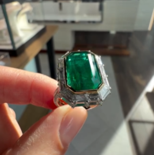 Vintage 3.8ct Emerald Cut Emerald Sapphire Cocktail Ring 