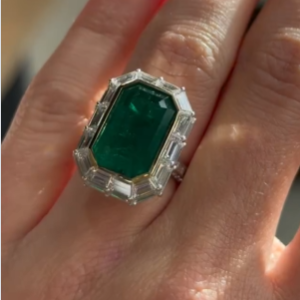 Vintage 3.8ct Emerald Cut Emerald Sapphire Cocktail Ring 