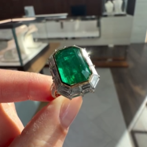 Vintage 3.8ct Emerald Cut Emerald Sapphire Cocktail Ring 