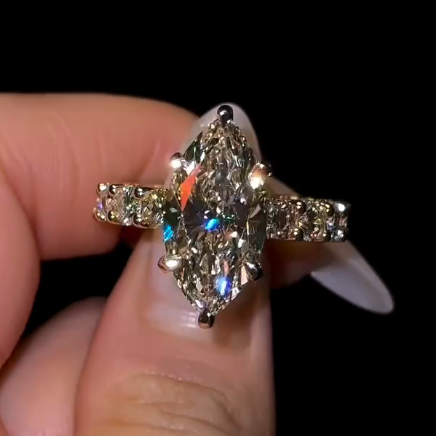 Luxurious 5.2ct Marquise Cut White Sapphire Wedding Ring