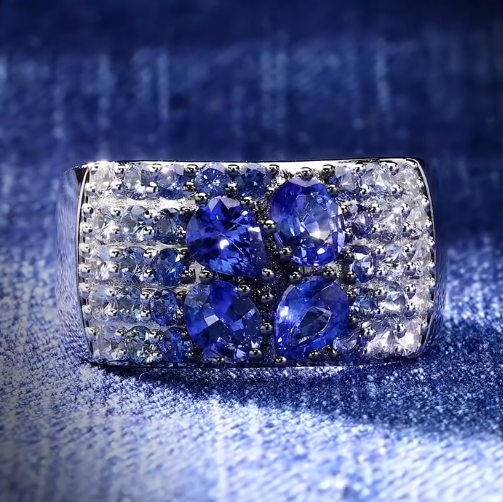 7.2ct Pear Cut Blue Sapphire Engagement Ring 