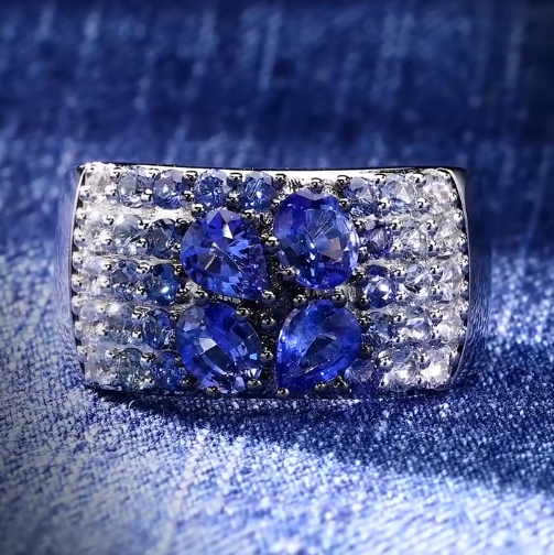 7.2ct Pear Cut Blue Sapphire Engagement Ring 