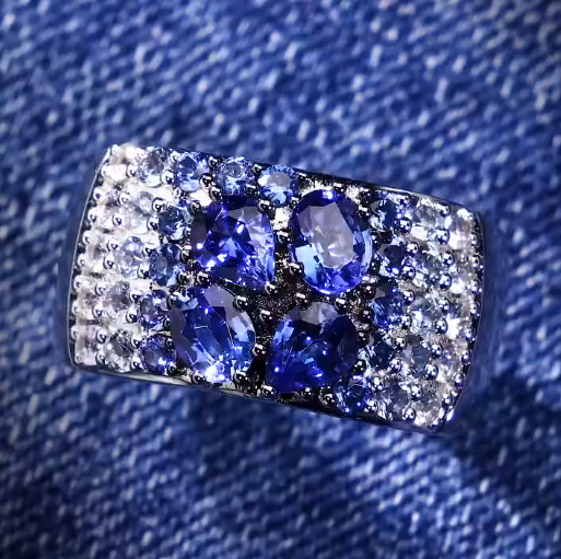 7.2ct Pear Cut Blue Sapphire Engagement Ring 