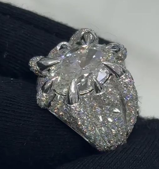 [Copy]Modern Cluster 4.5 Carat Oval Engagement Ring