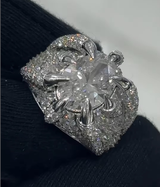 [Copy]Modern Cluster 4.5 Carat Oval Engagement Ring