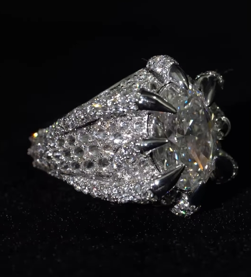 [Copy]Modern Cluster 4.5 Carat Oval Engagement Ring