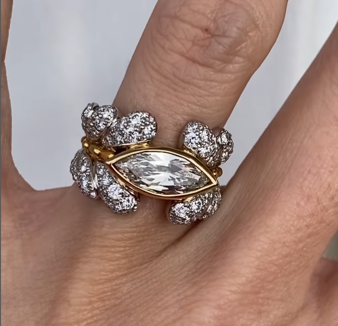 [Copy]Modern Cluster 4.5 Carat Oval Engagement Ring