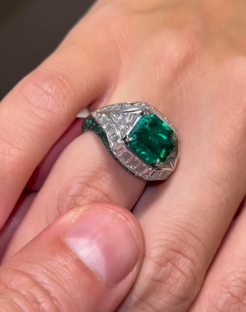 [Copy]5ct Princess Cut White Sapphire Yellow Gold Handmade Men's Ring