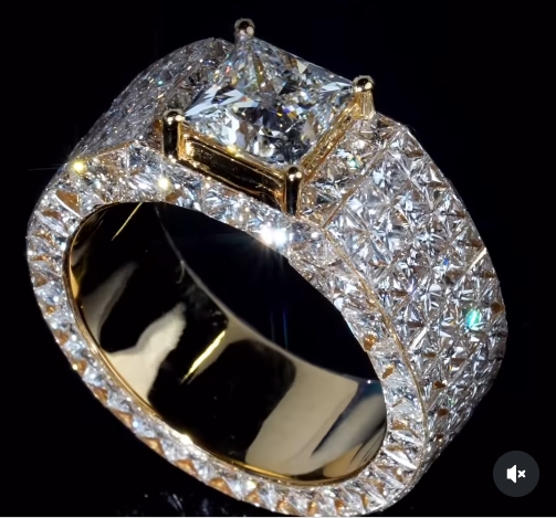 5.6ct Princess Cut White Sapphire Allover-set Men's Ring