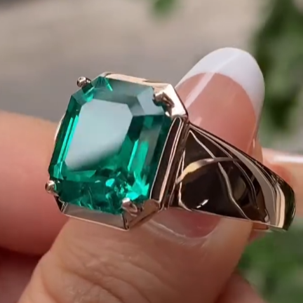 5.2ct Emerald Cut Emerald Sapphire Solitaire Ring 