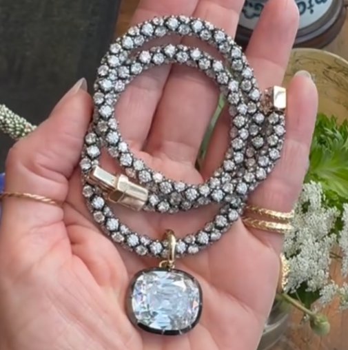 7.8ct Cushion Cut White Sapphire Pendant Necklace