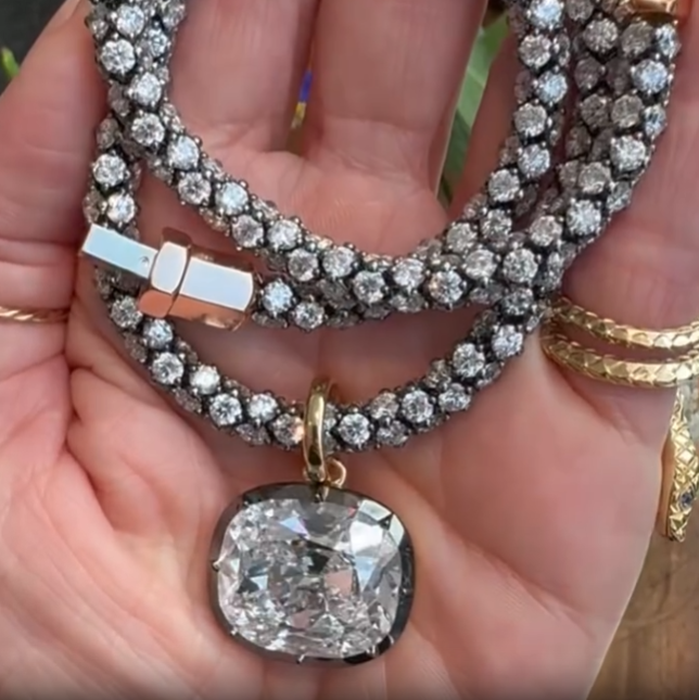 7.8ct Cushion Cut White Sapphire Pendant Necklace