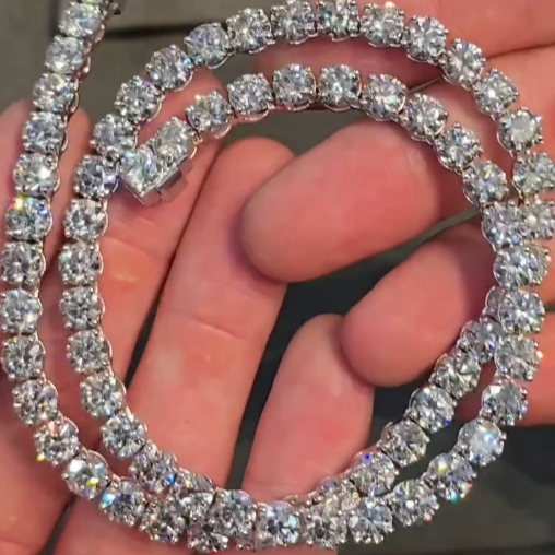 Glamorous 10.2ct Round Cut White Sapphire Diamond Tennis Necklace  