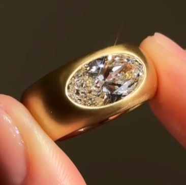 Modern Minimalist 4.1ct Oval Cut White Sapphire Solitaire Ring 