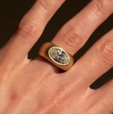 Modern Minimalist 4.1ct Oval Cut White Sapphire Solitaire Ring 