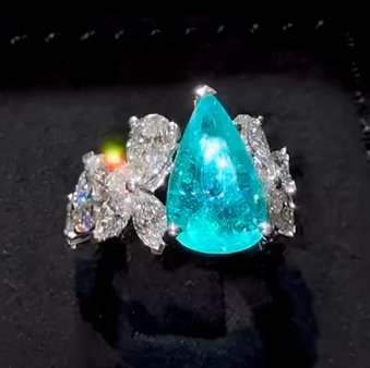 4.2ct Pear Cut Aquamarine Diamond Statement Ring