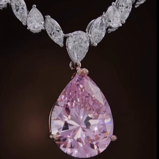 Elegant 10.8ct Pear Cut Fancy Pink Sapphire Necklace