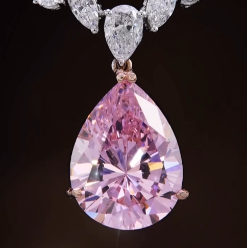 Elegant 10.8ct Pear Cut Fancy Pink Sapphire Necklace