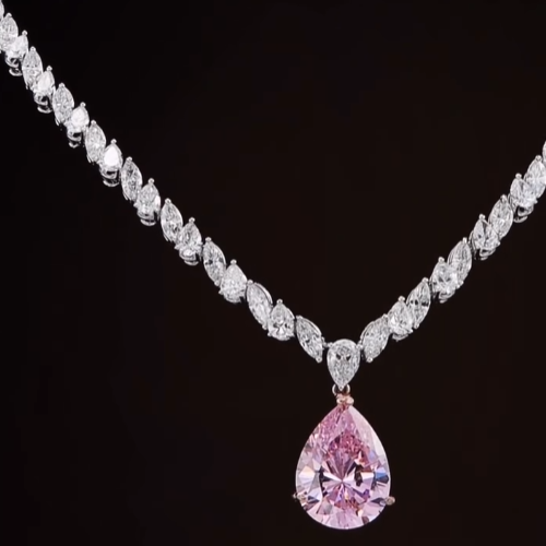 Elegant 10.8ct Pear Cut Fancy Pink Sapphire Necklace
