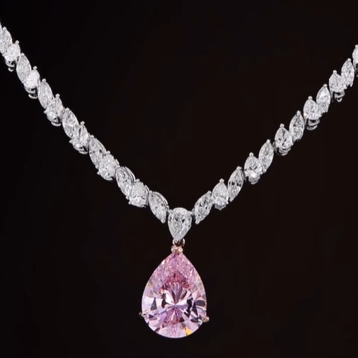 Elegant 10.8ct Pear Cut Fancy Pink Sapphire Necklace